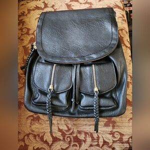 Sole Society Black Faux Leather Backpack